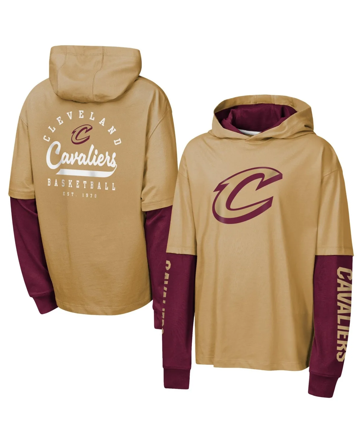 Cleveland Cavaliers Double Nickel Oversized Faux 2fer Hooded T-Shirt by Outerstuff