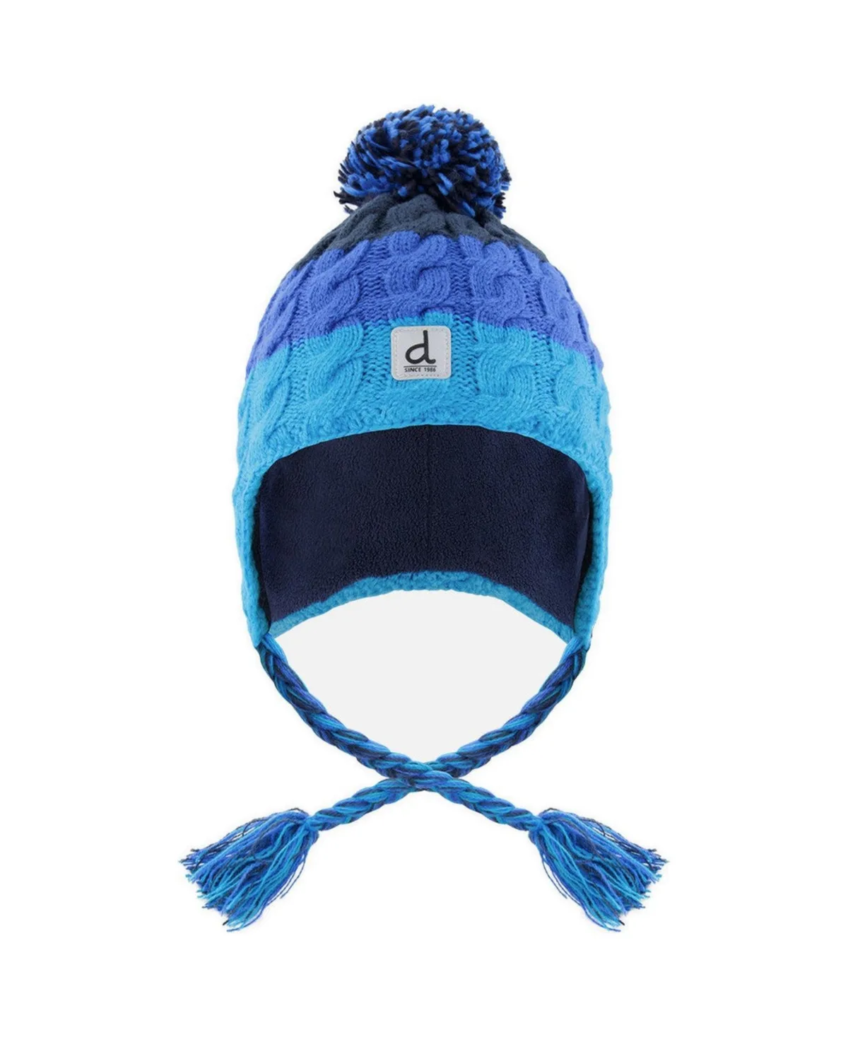Colorblock Fleece-Lined Peruvian Knit Pompom Beanie by Deux Par Deux