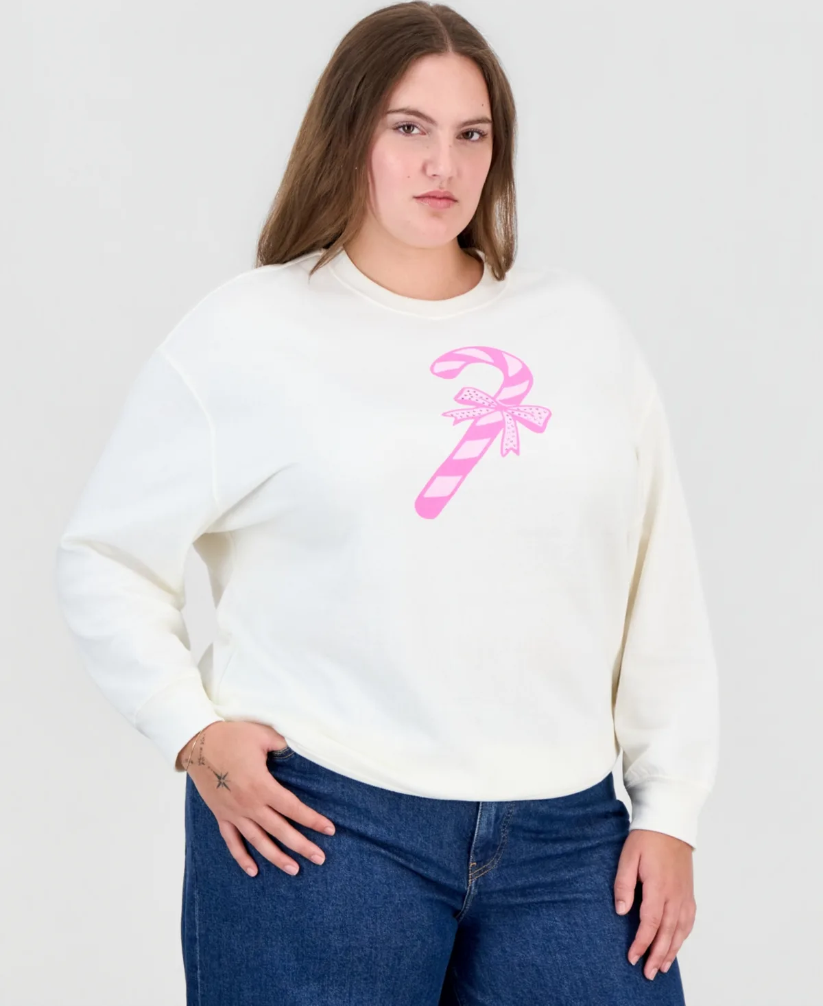 Holiday Candy Cane Graphic Pullover by Rebellious One