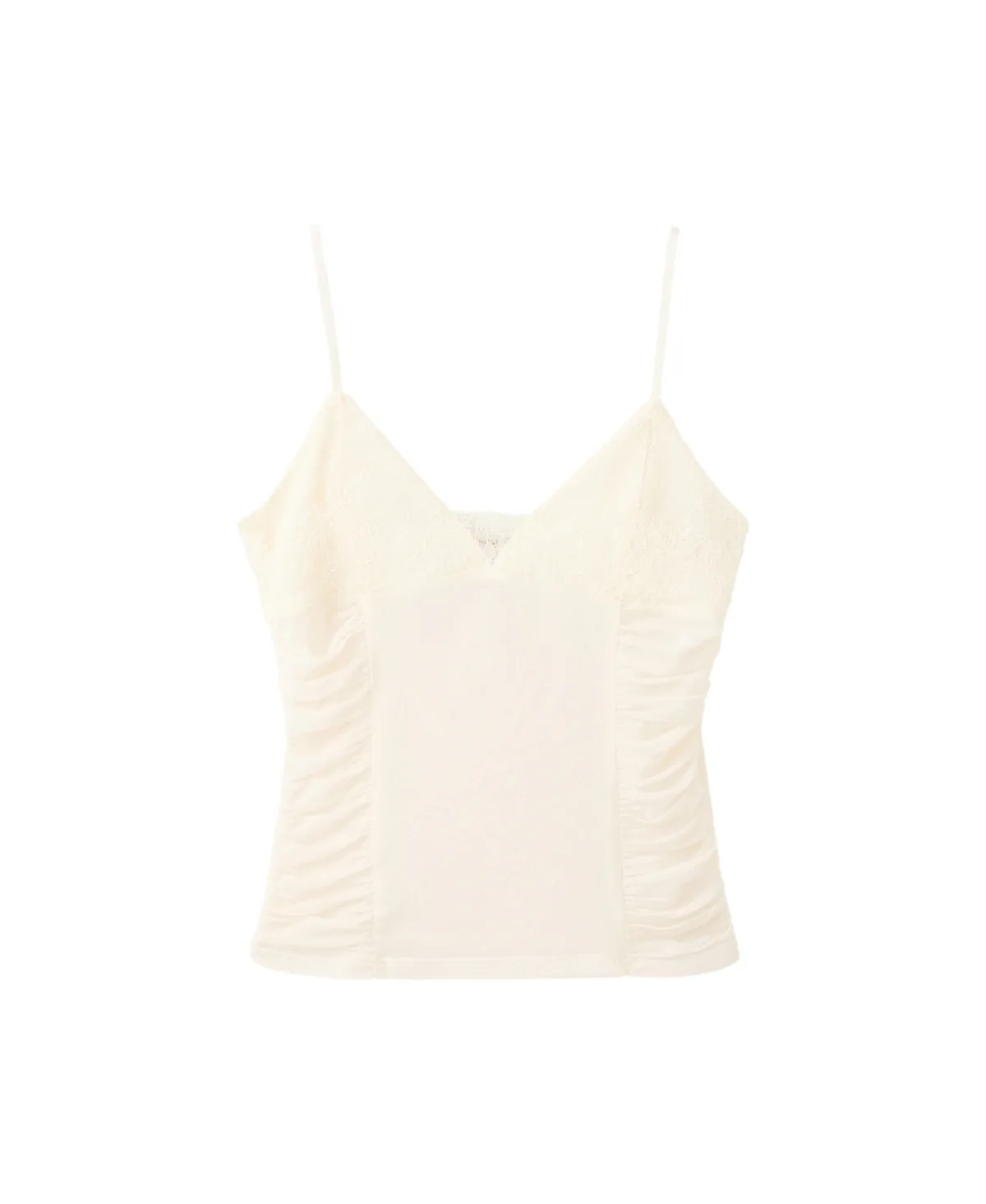 Lace V-Neck Draped Camisole by Mango
