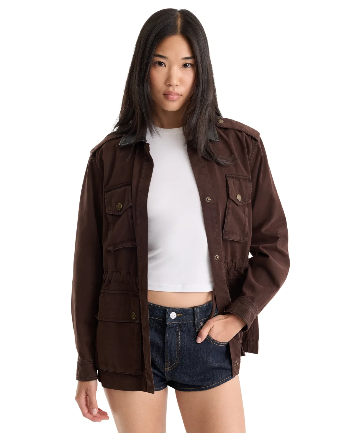 Collared Button-Front Jacket by GOOD AMERICAN