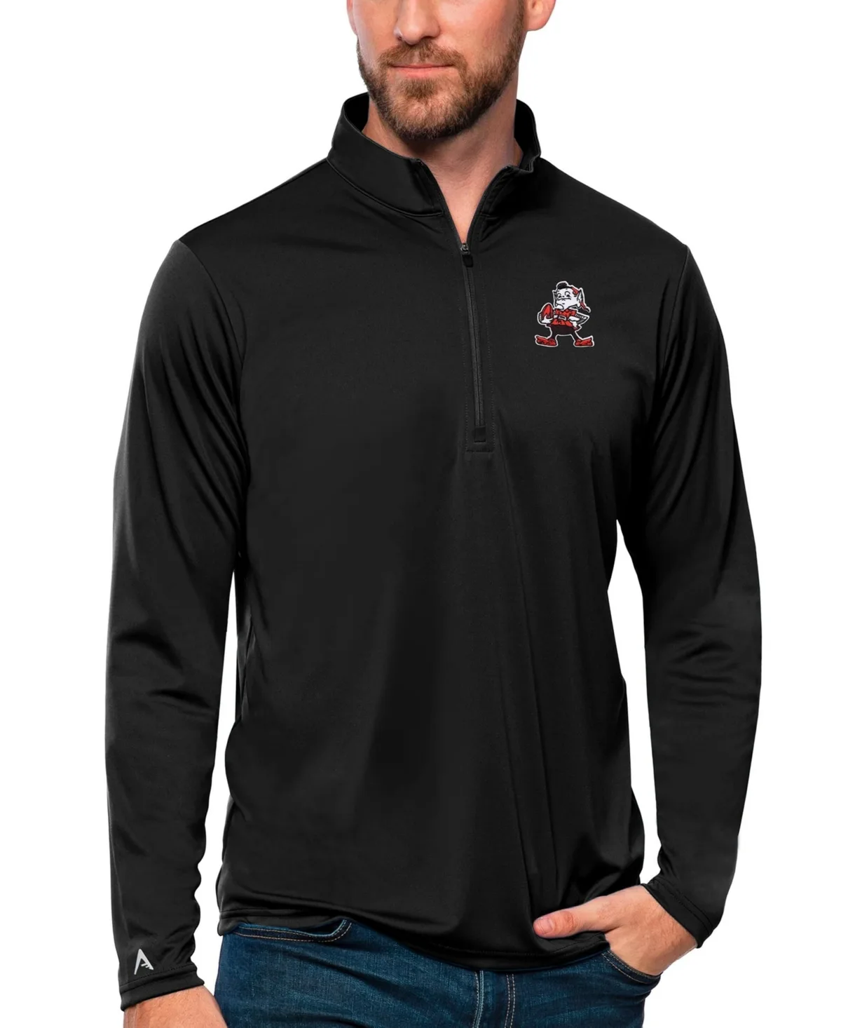 Cleveland Browns Tribute Quarter-Zip Lightweight Pullover Top by Antigua
