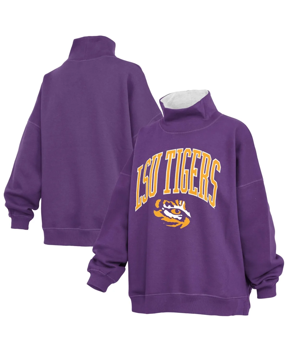 LSU Tigers Oversized Mock Neck Sweatshirt by Pressbox