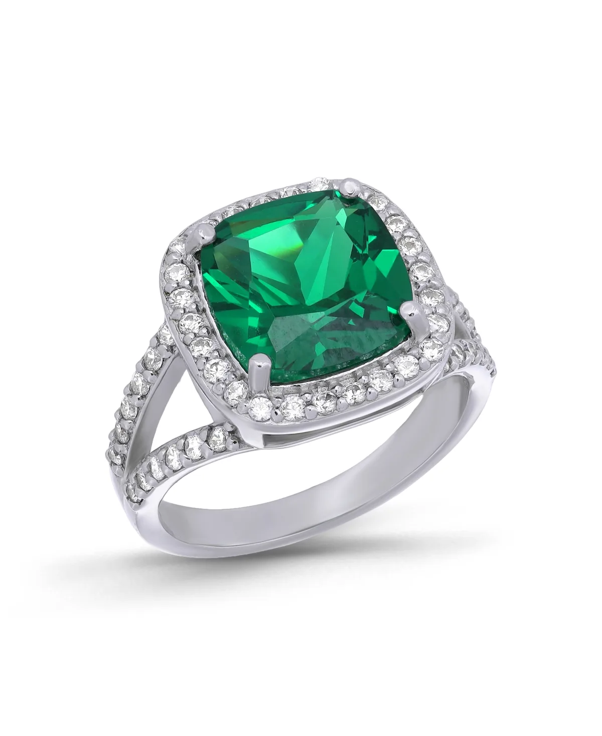 Cushion Cut Created Green Quartz Halo Statement Ring by Macy's