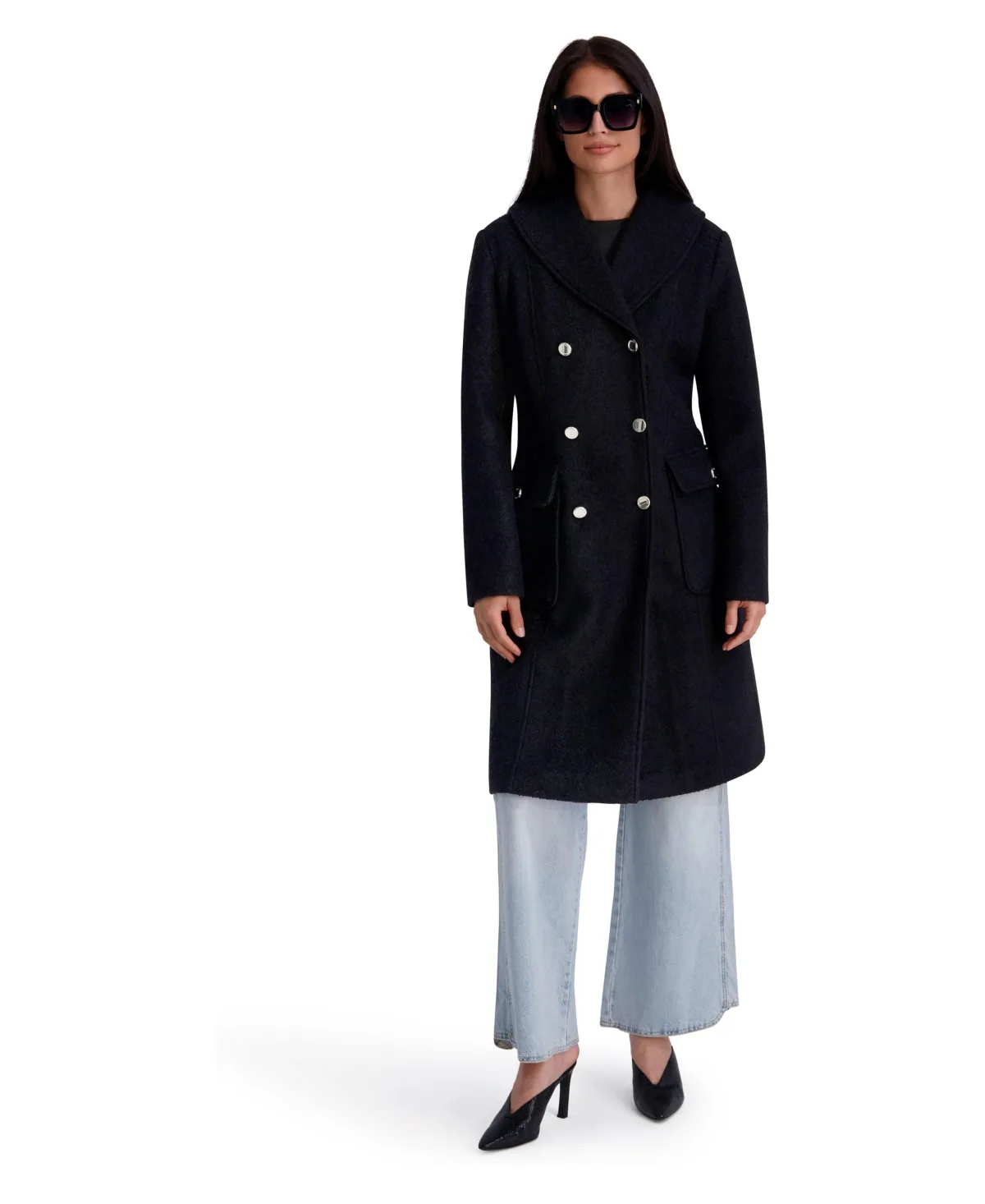 Shawl Collar Double-Breasted Wool-Blend Coat by Kensie