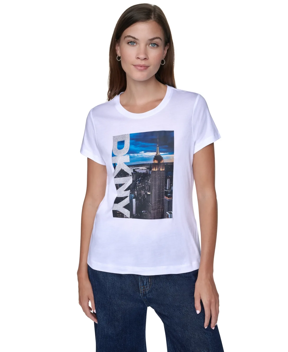Jeans Manhattan Logo Graphic Crewneck Short-Sleeve T-Shirt by DKNY