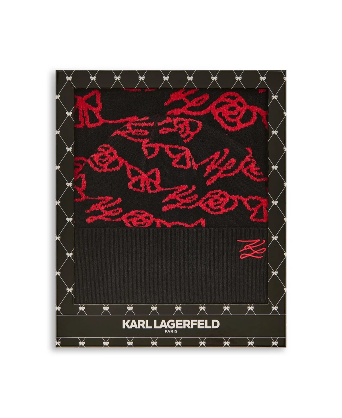 2-Piece Camilla Flower Bow Hat and Scarf Gift Set by Karl Lagerfeld