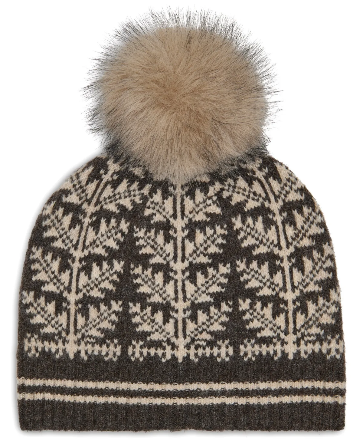 Pom Pom Fair Isle Inspired Beanie by DKNY