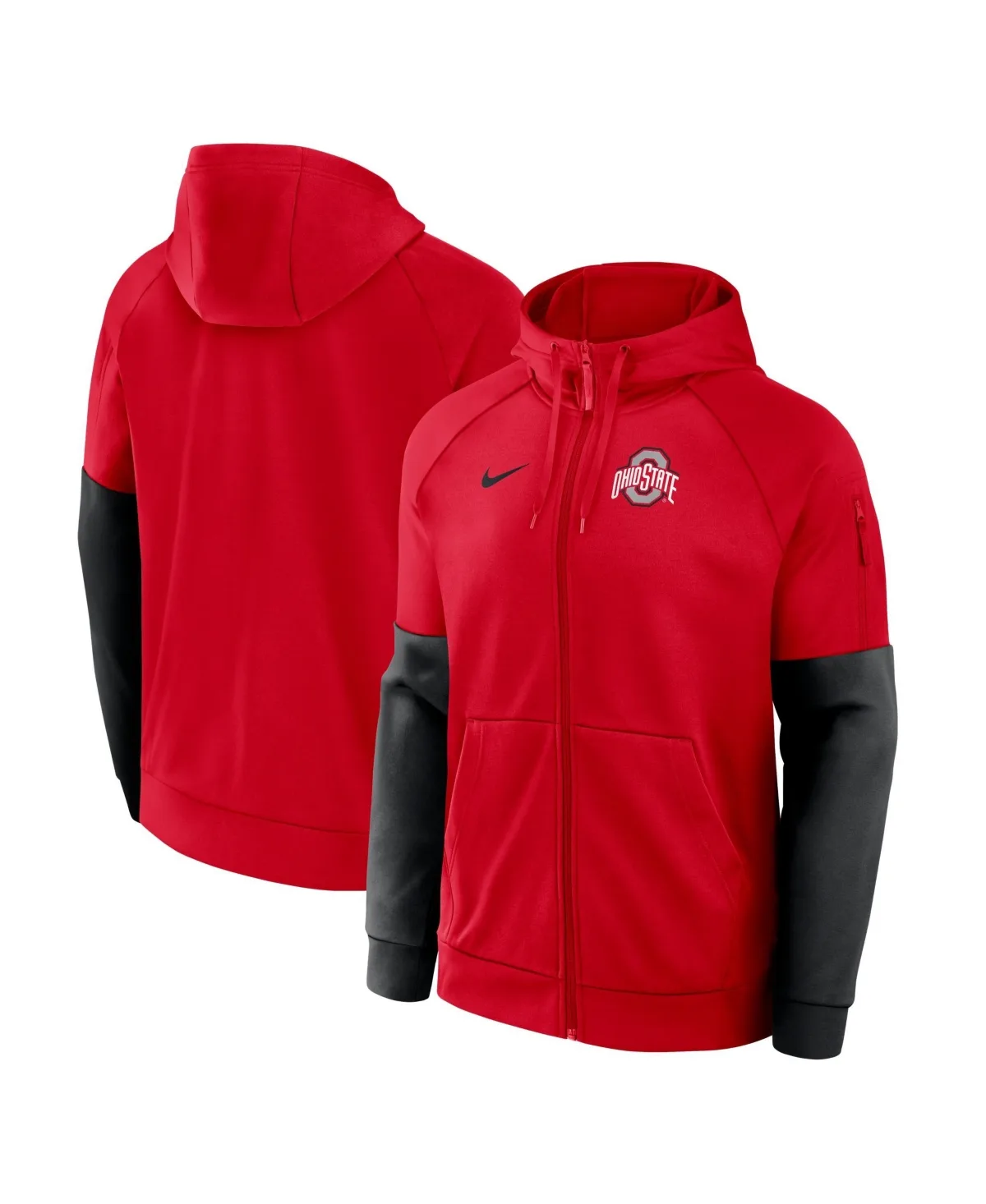 Ohio State Buckeyes Primetime Primary Logo Therma-Fit Raglan Full-Zip Hoodie by Nike