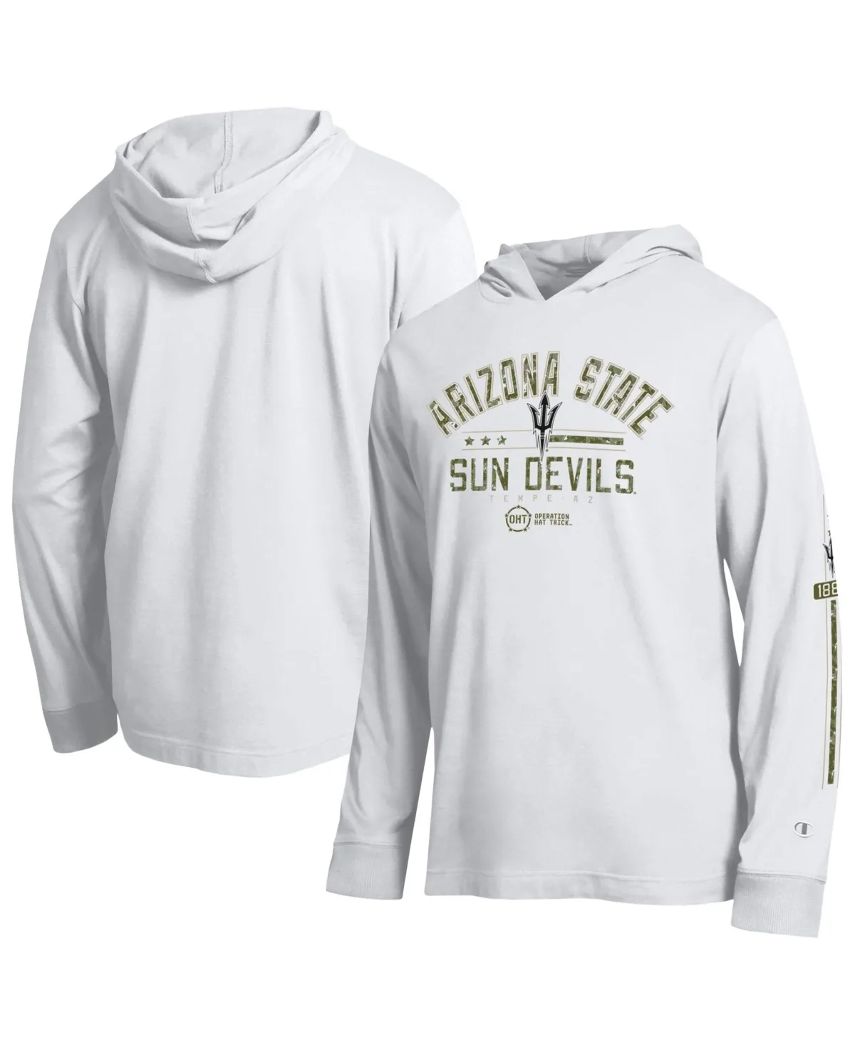 Arizona State Sun Devils Operation Hat Trick Sleeve Line Hooded Long-Sleeve T-Shirt by Champion