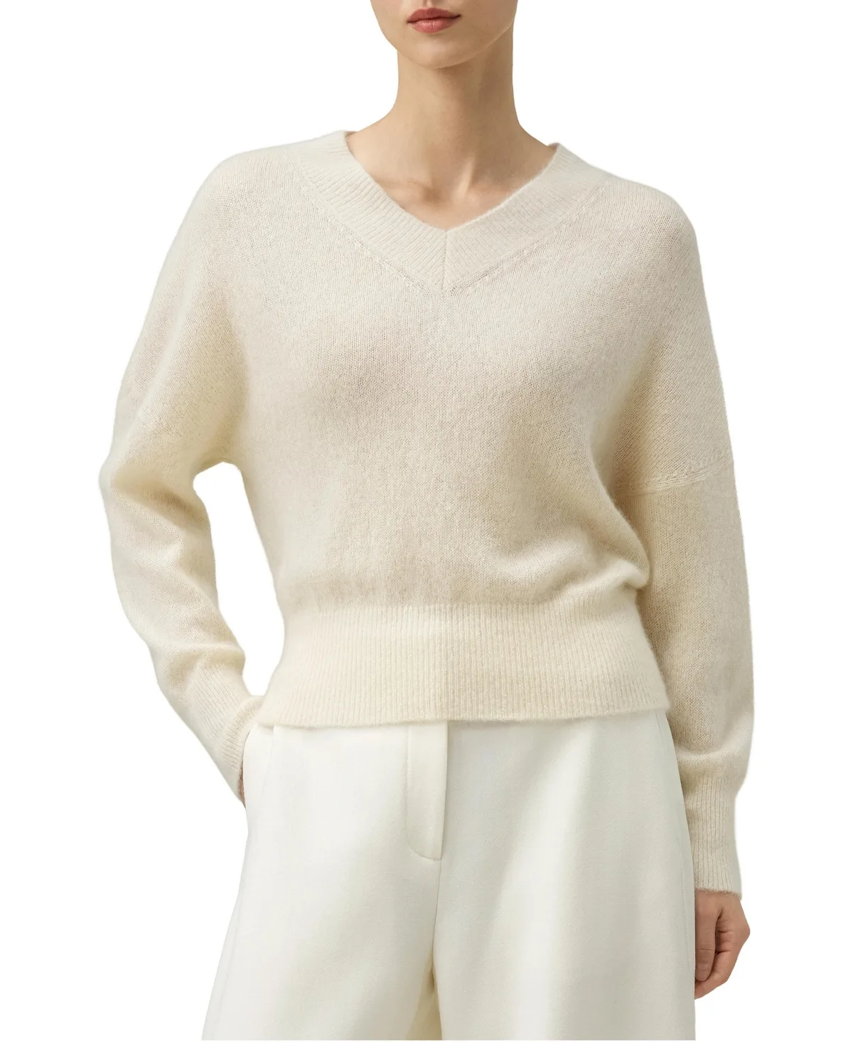 Cashmere-Blend Oversized V-Neck Sweater