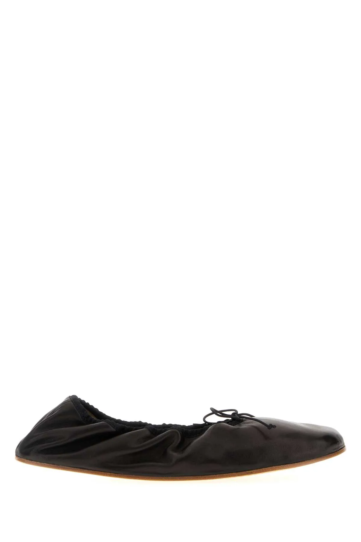 Black Nappa Leather Ballerinas