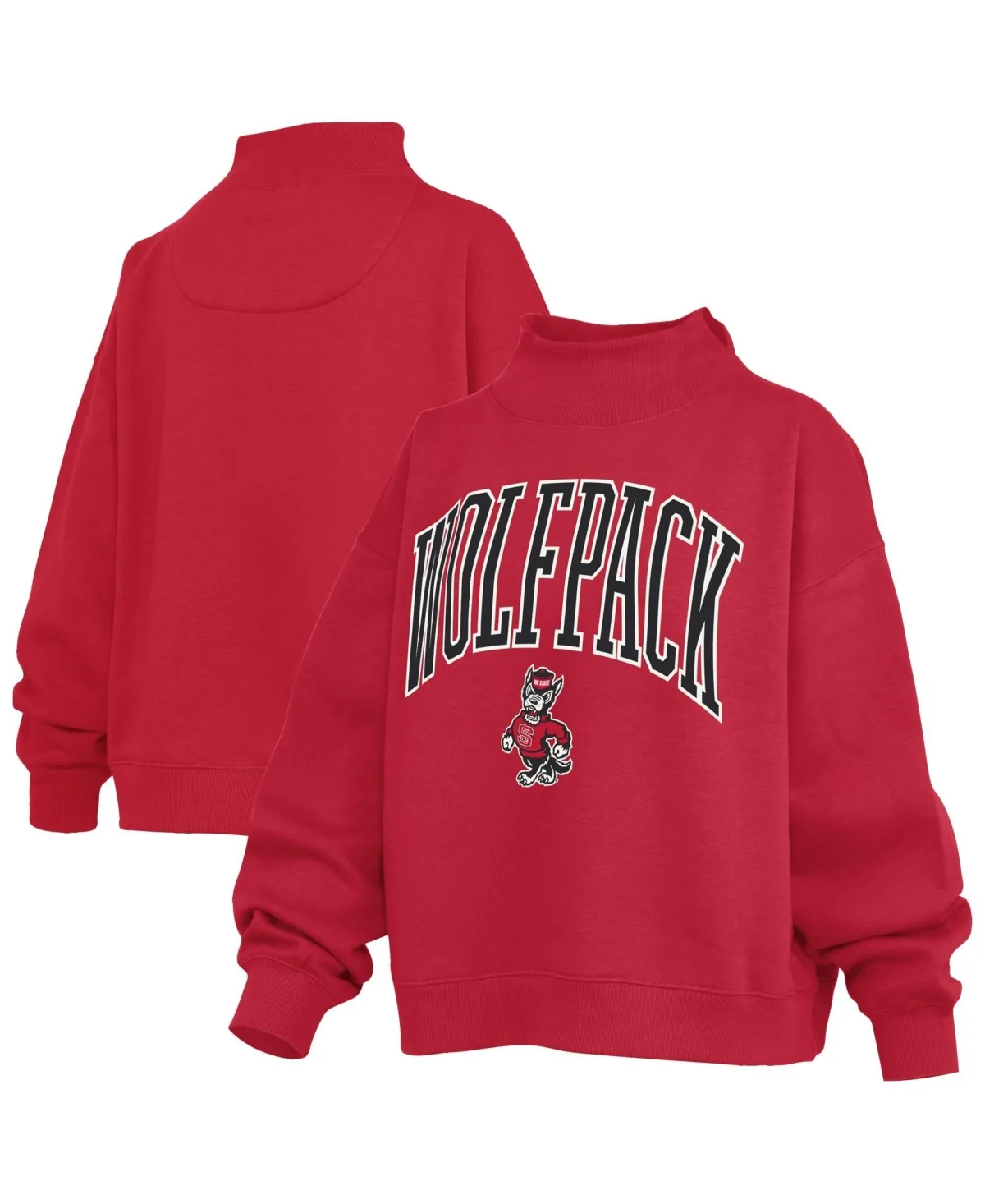 Nc State Wolfpack Oversized Slogan Fleece Mock Neck Sweatshirt by Pressbox