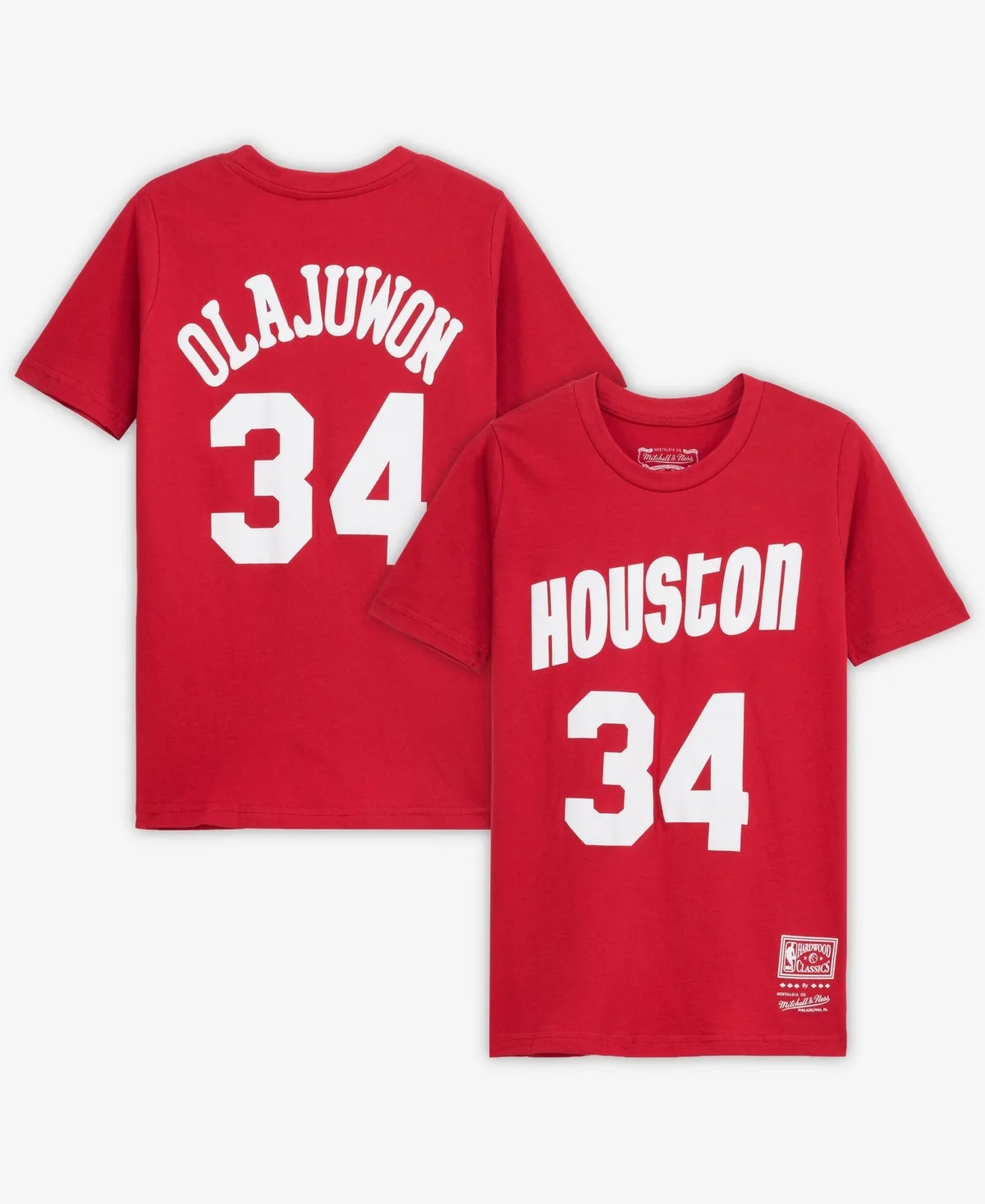 Hakeem Olajuwon Houston Rockets Hardwood Classics Name & Number T-Shirt by Mitchell & Ness