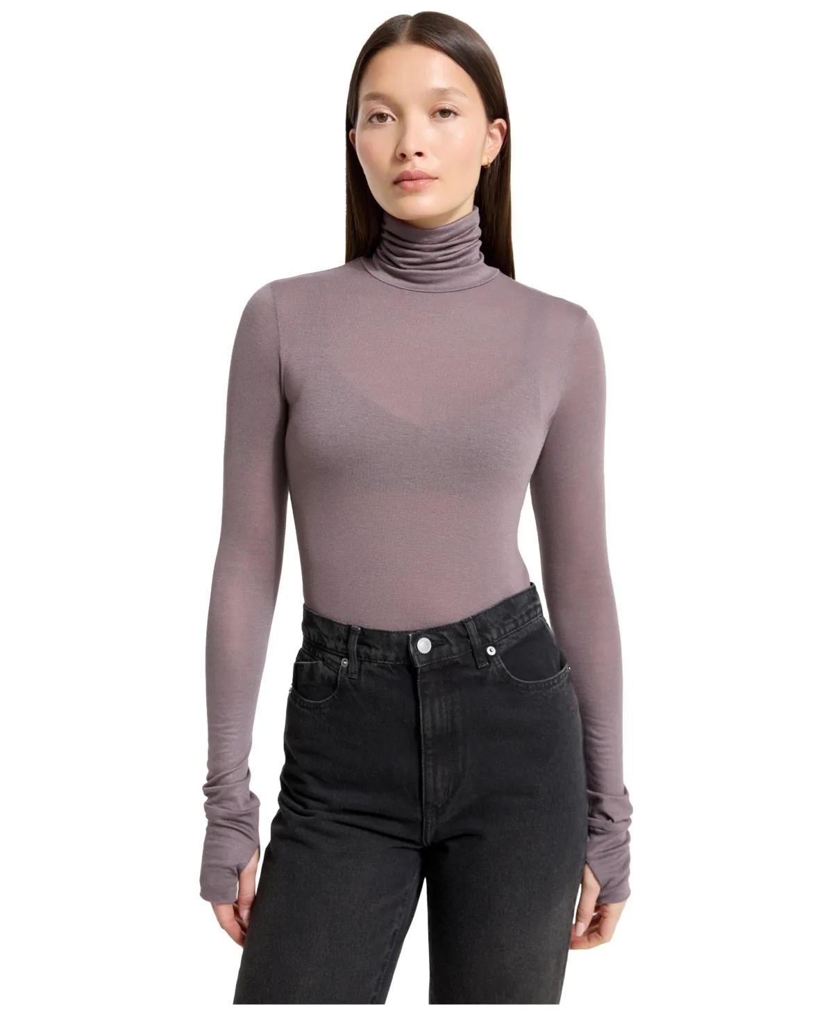 Eloise Sheer High-Stretch Turtleneck by Marcella