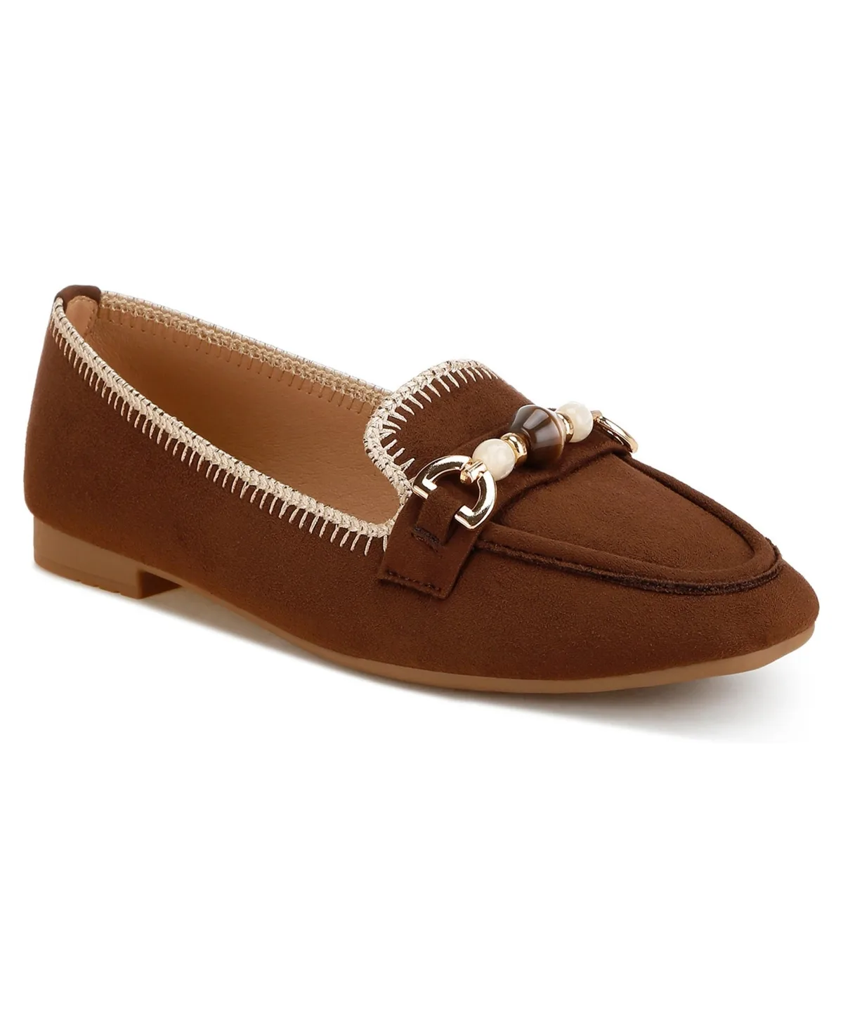 Rothams Bead Embellished Ballet Flats - Suede by London Rag
