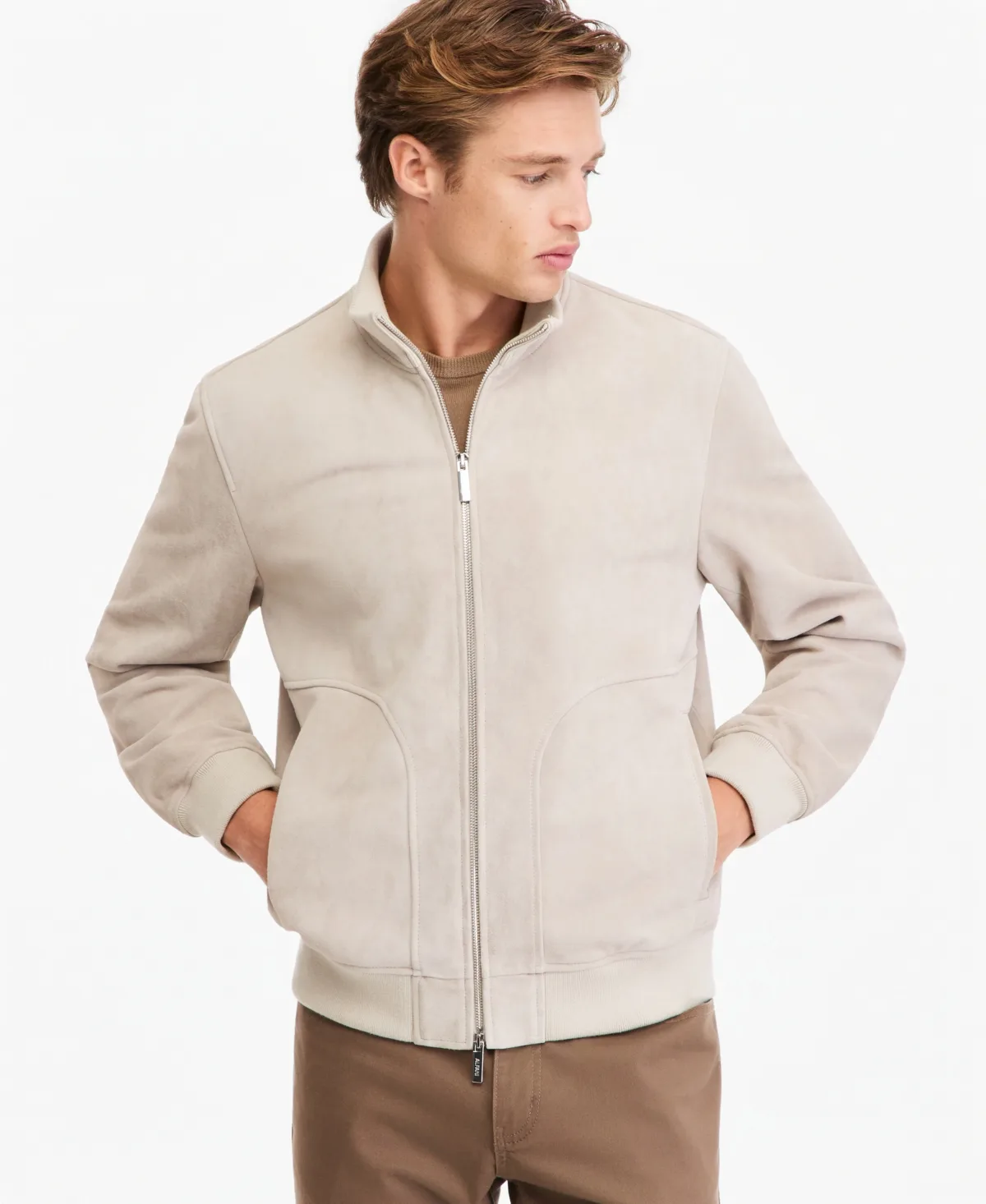Suede Regular-Fit Bomber Jacket by Alfani