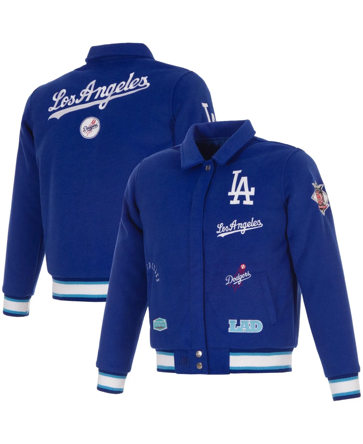 Los Angeles Dodgers Reversible Wool Full-Snap Jacket by JH Design