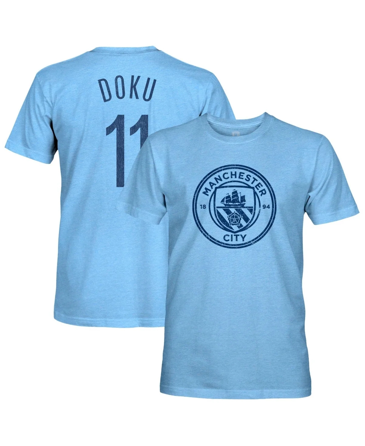 Jeremy Doku Manchester City Player Name & Number Twisted Tri-Blend Slub T-Shirt by 1863fc