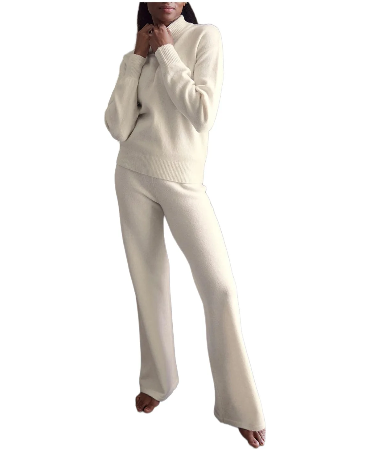 High-Waisted Wide-Leg Knit Lounge Pants by Lascana
