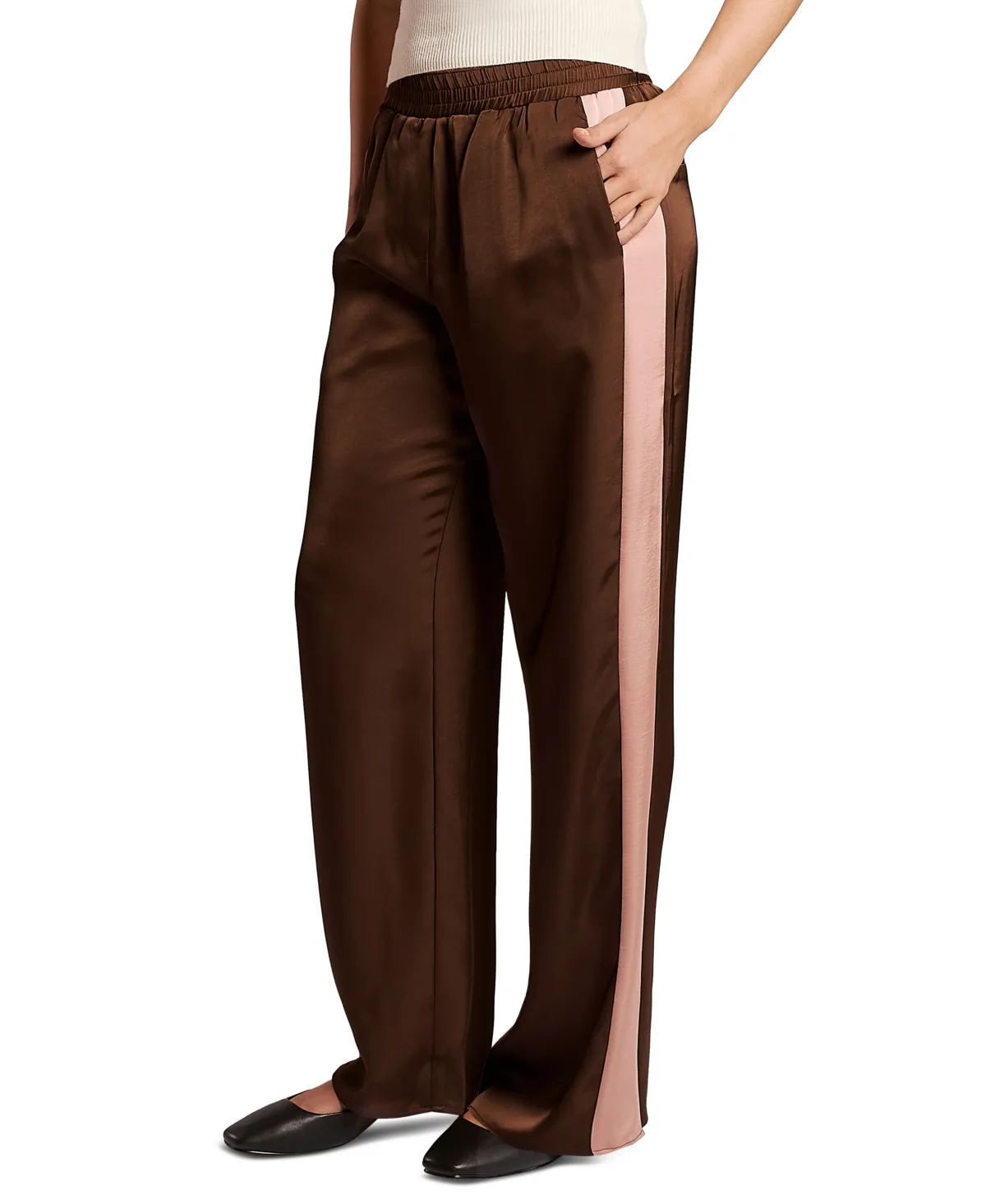 Tiffany Wide-Leg Satin High-Rise Trouser by 4th & Reckless