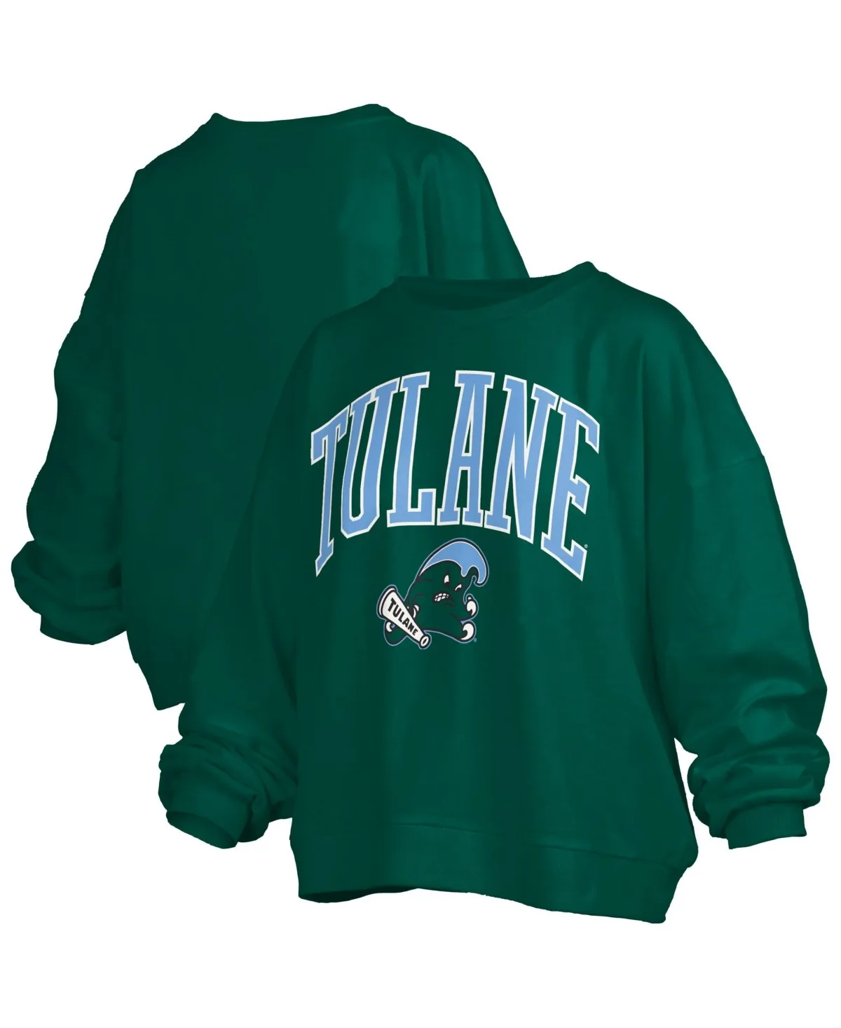 Tulane Green Wave Oversized Janise Arch Over Logo Fleece Sweatshirt by Pressbox