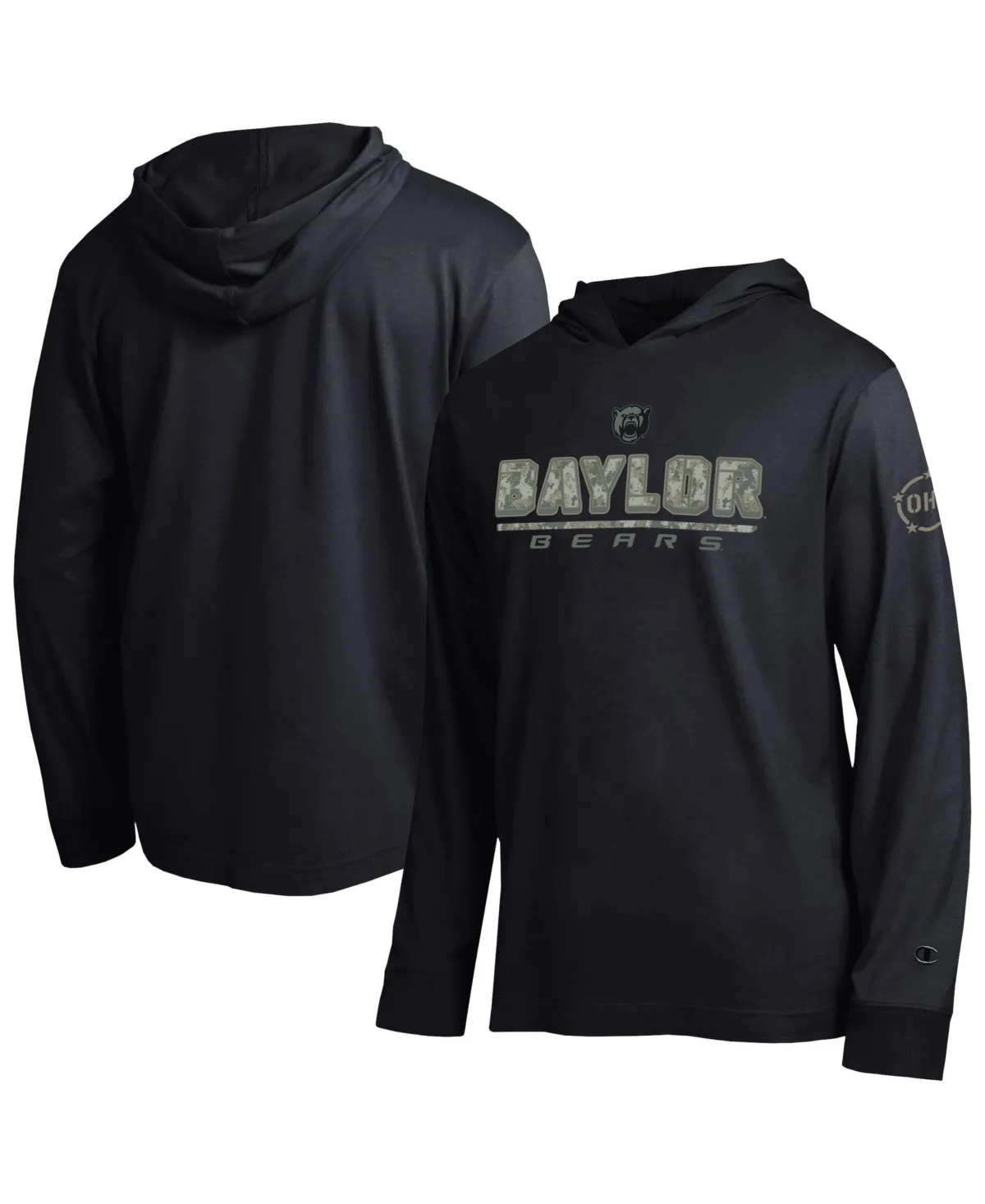 Baylor Bears Operation Hat Trick Camo Script Hooded Long-Sleeve T-Shirt by Champion