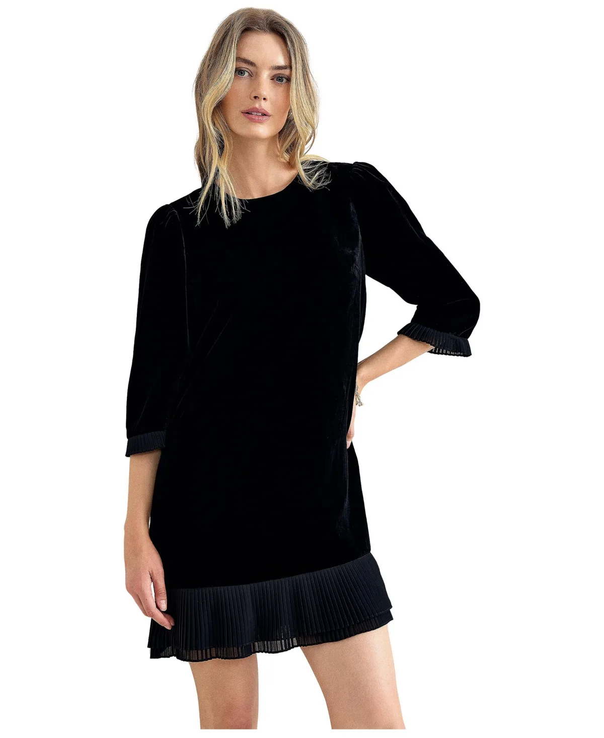 Elysia Velvet 3/4-Sleeve Dress
