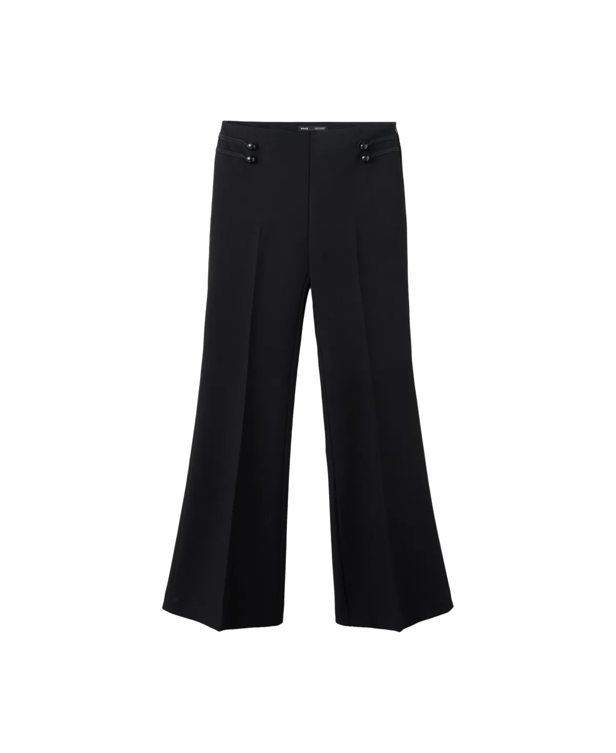 High-Rise Wide-Leg Frog-Closure Pants by Mango