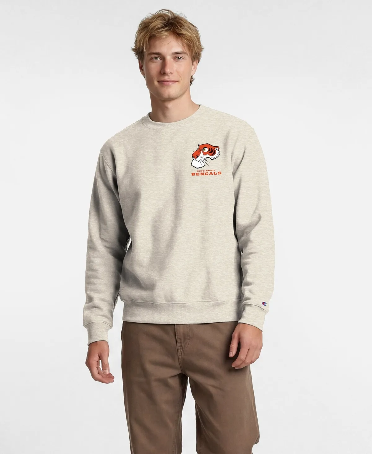 Champion Disney x Cincinnati Bengals Power Blend Left Chest Fullback Crew Sweatshirt by Champion