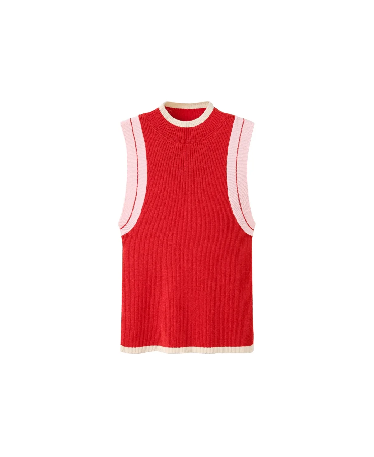 Contrasting Trim Ribbed Tank Top by Mango