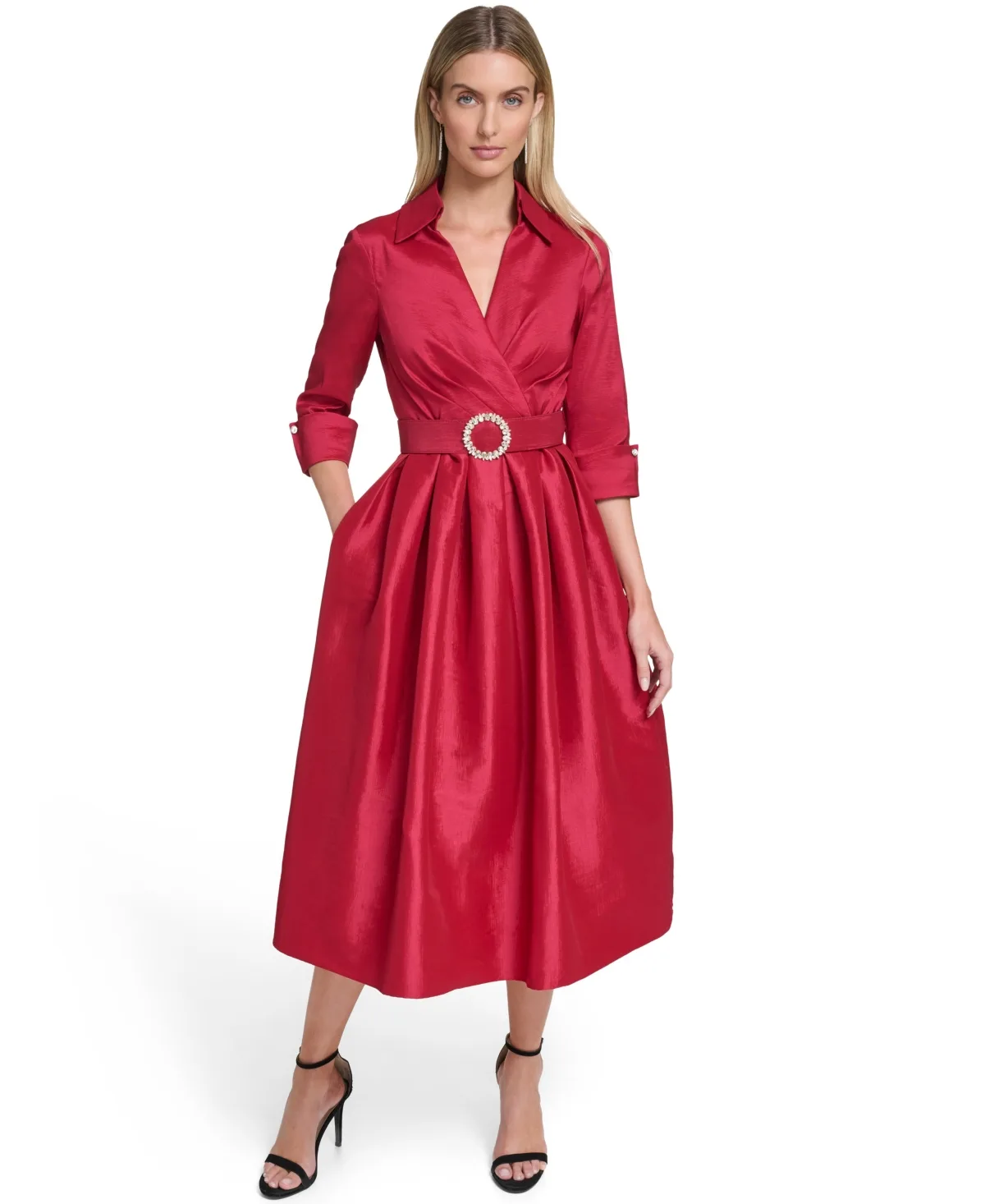 Wedding Guest 3/4-Sleeve Embellished Dress by Jessica Howard