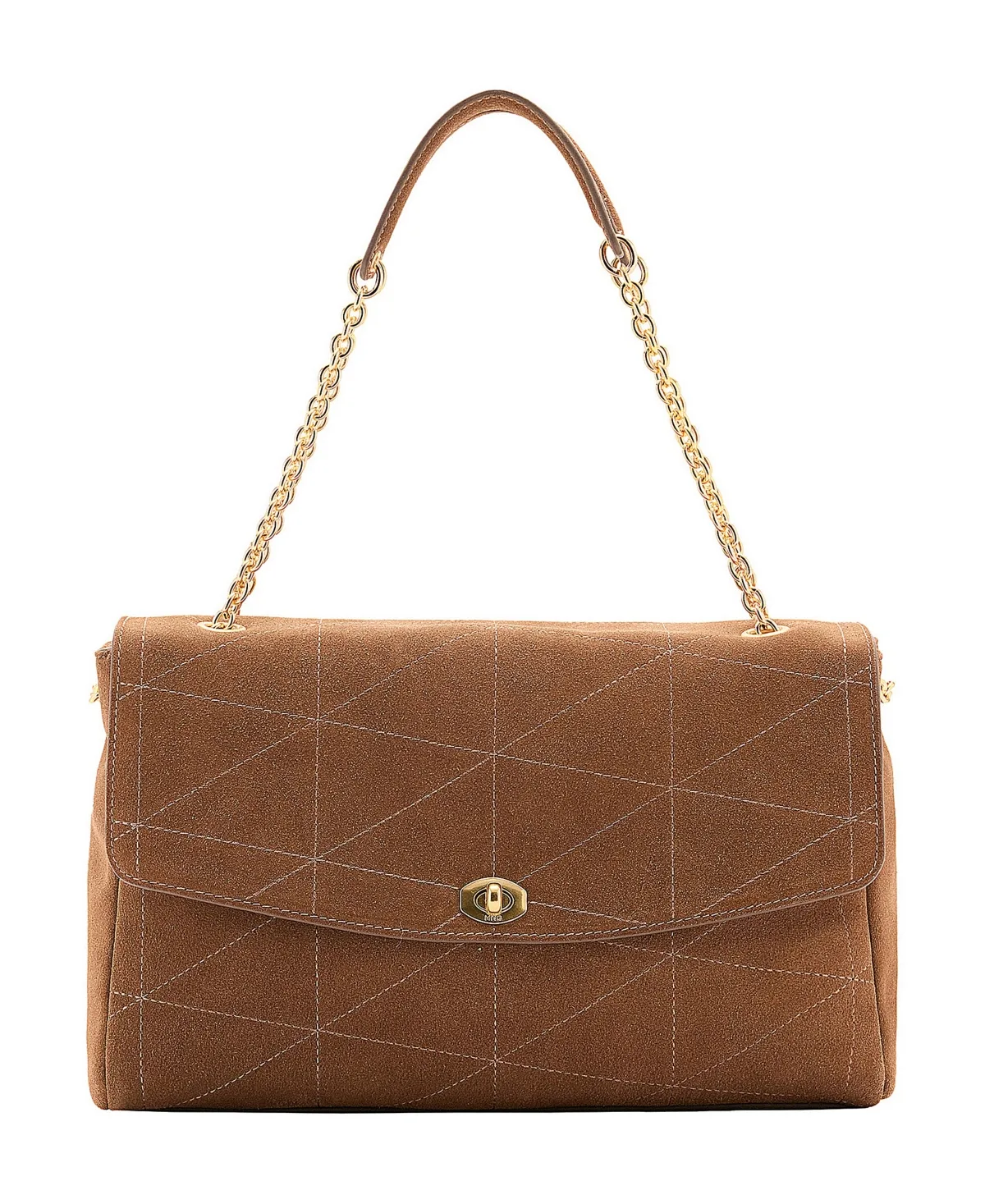 Chain Detail Leather Medium Shoulder Bag by Mango