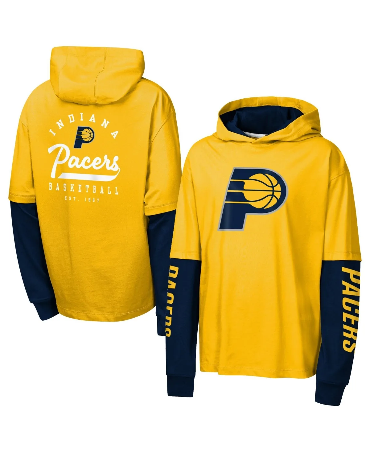 Indiana Pacers Double Nickel Oversized Faux 2fer Hooded T-Shirt by Outerstuff