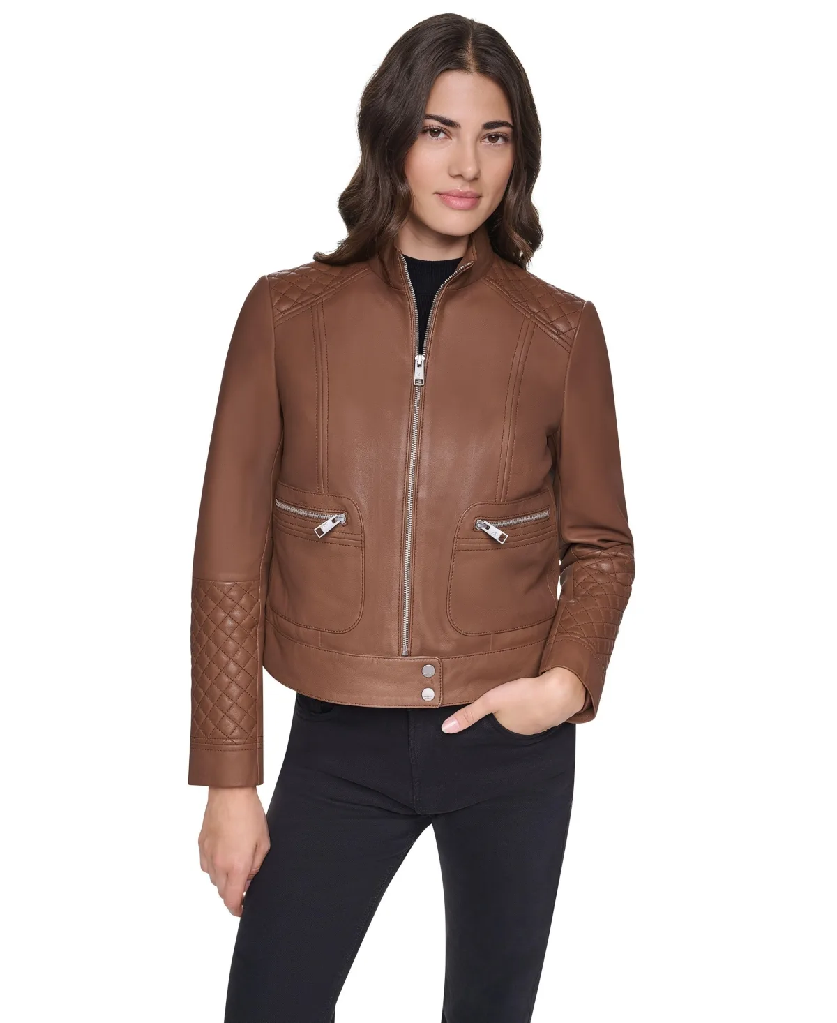 Hadley Nubuck Leather Racer Jacket by Andrew Marc
