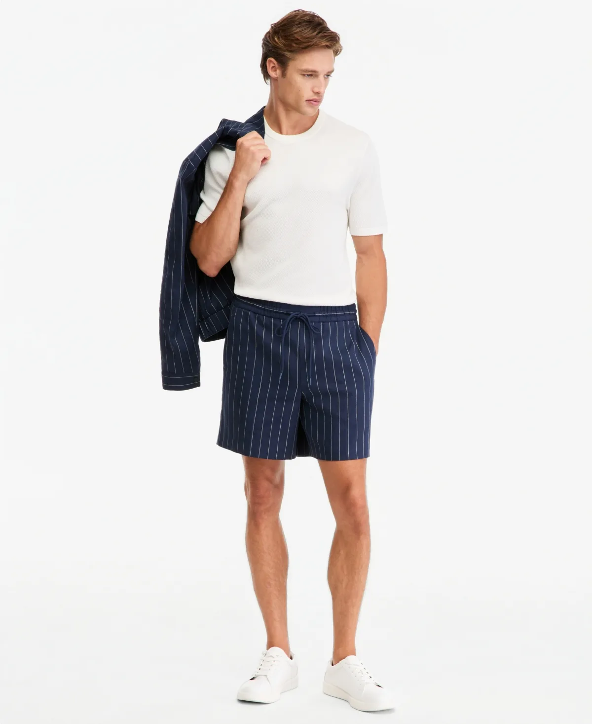 Camden Short Linen-Blend Plaid Shorts, 7" Inseam by Alfani