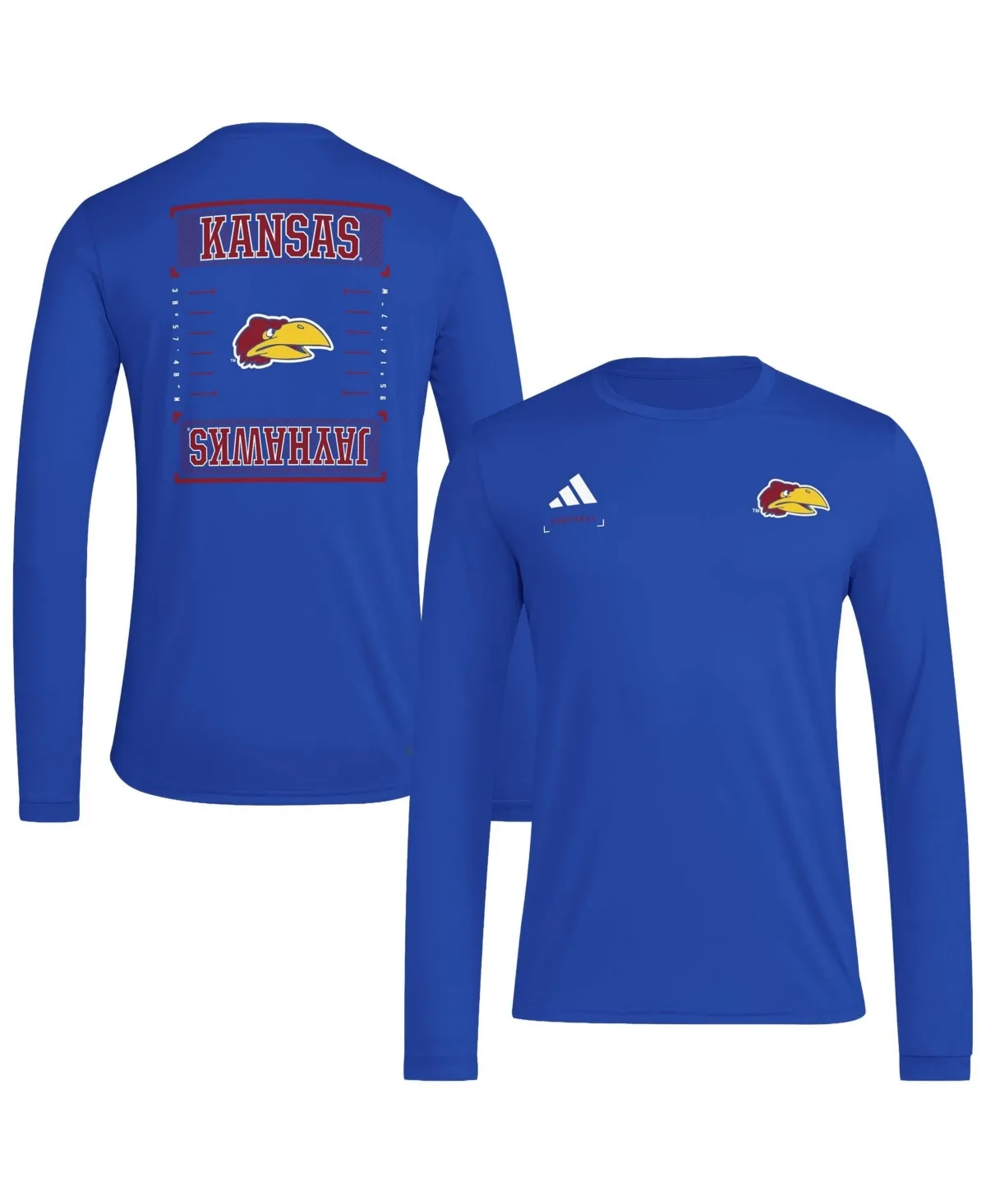 Kansas Jayhawks Locker Football Icon Aeroready Pre-Game Long-Sleeve T-Shirt by adidas