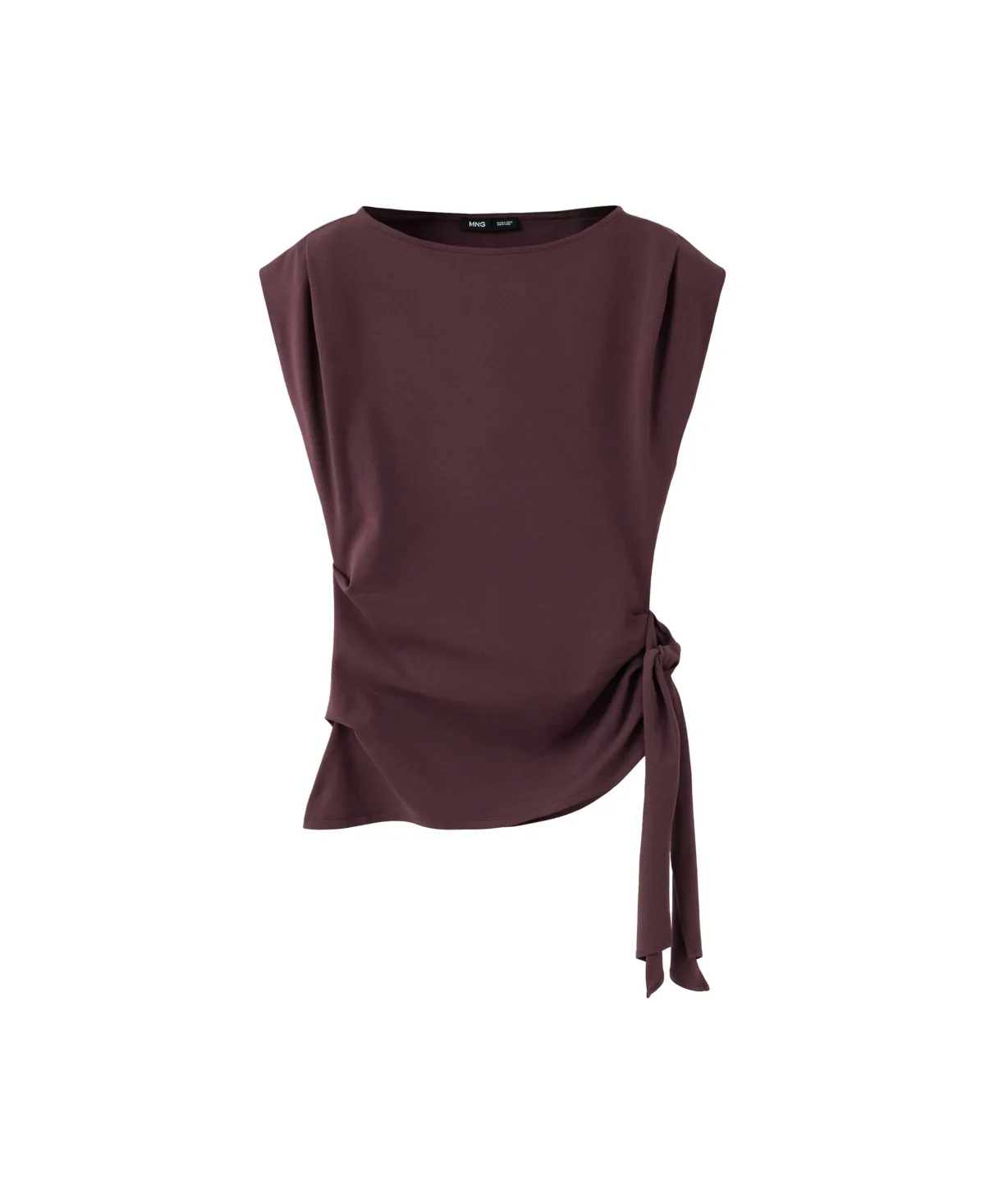 Asymmetrical Tie-Front Boat Neck Sleeveless Top by Mango