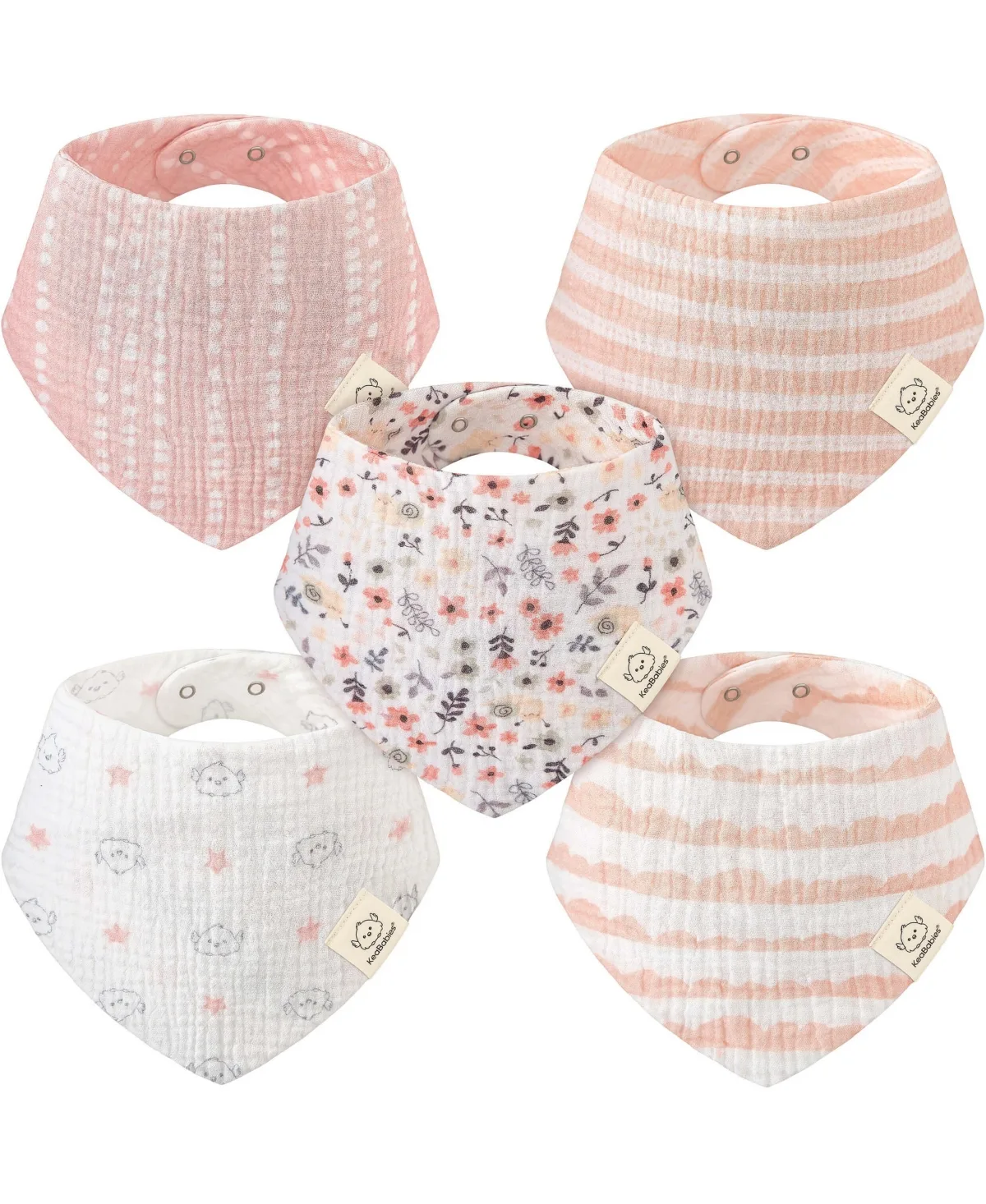 Lyra Muslin Bandana Bibs, 100% Cotton Bibs for Drooling Teething by Keababies