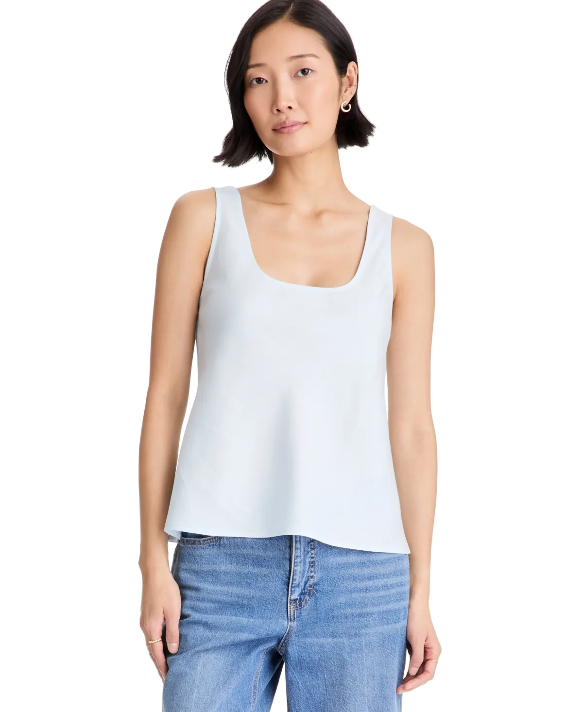 Scoop Neck Side-Slit Linen-Blend Tank Top by On 34th
