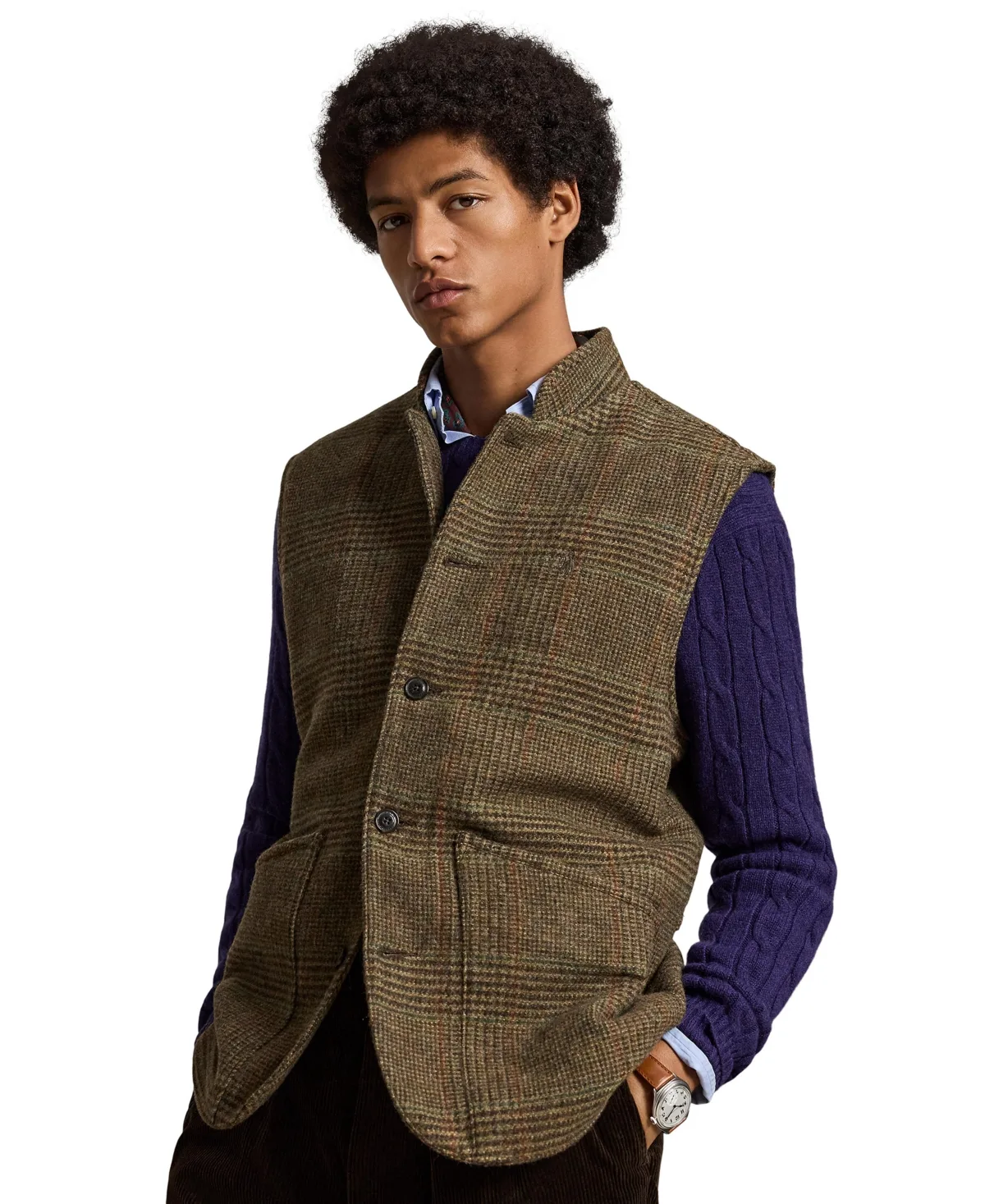 Langdon Plaid-Tweed Wool Vest by Polo Ralph Lauren