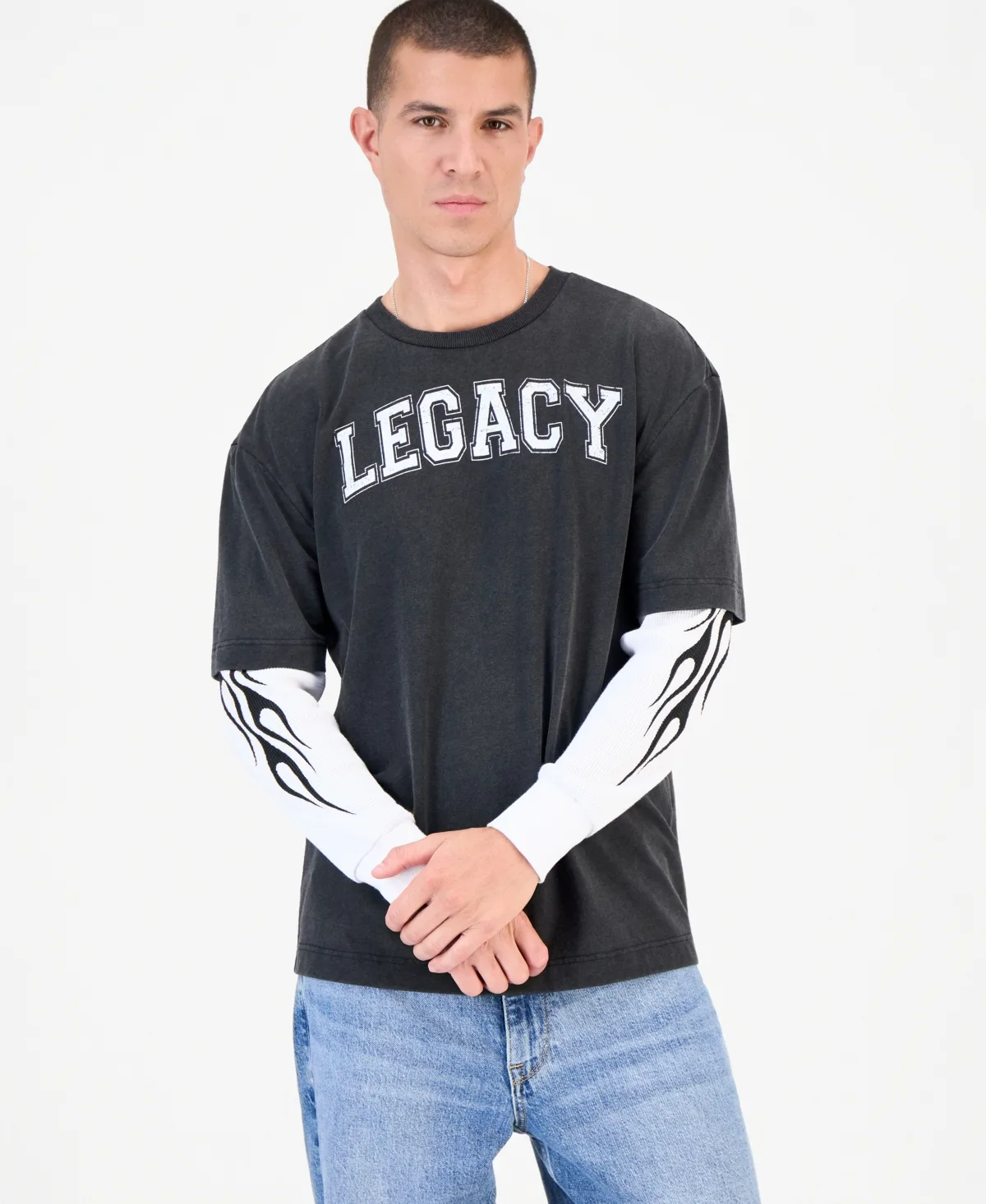 Long-Sleeve Graphic Relaxed-Fit T-Shirt, 2-Piece Set by Hollywood