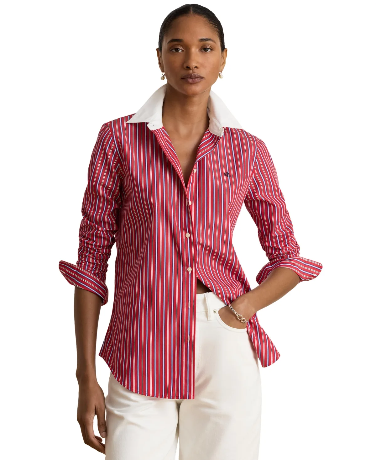Lauren Ralph Lauren Classic Fit Striped Broadcloth Shirt by Ralph Lauren