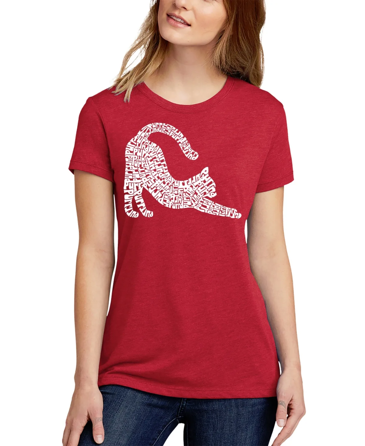 Stretching Cat Premium Blend Word Art T-Shirt by LA Pop Art
