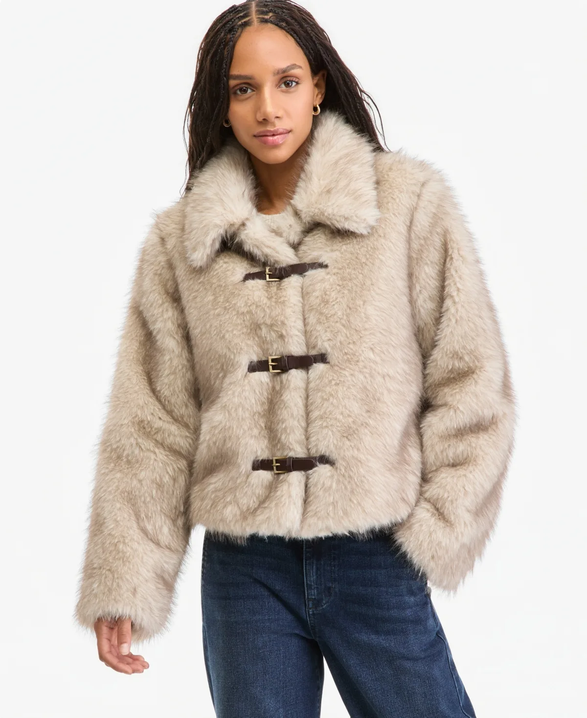 Faux Fur Jacket with Toggles by Madden Girl