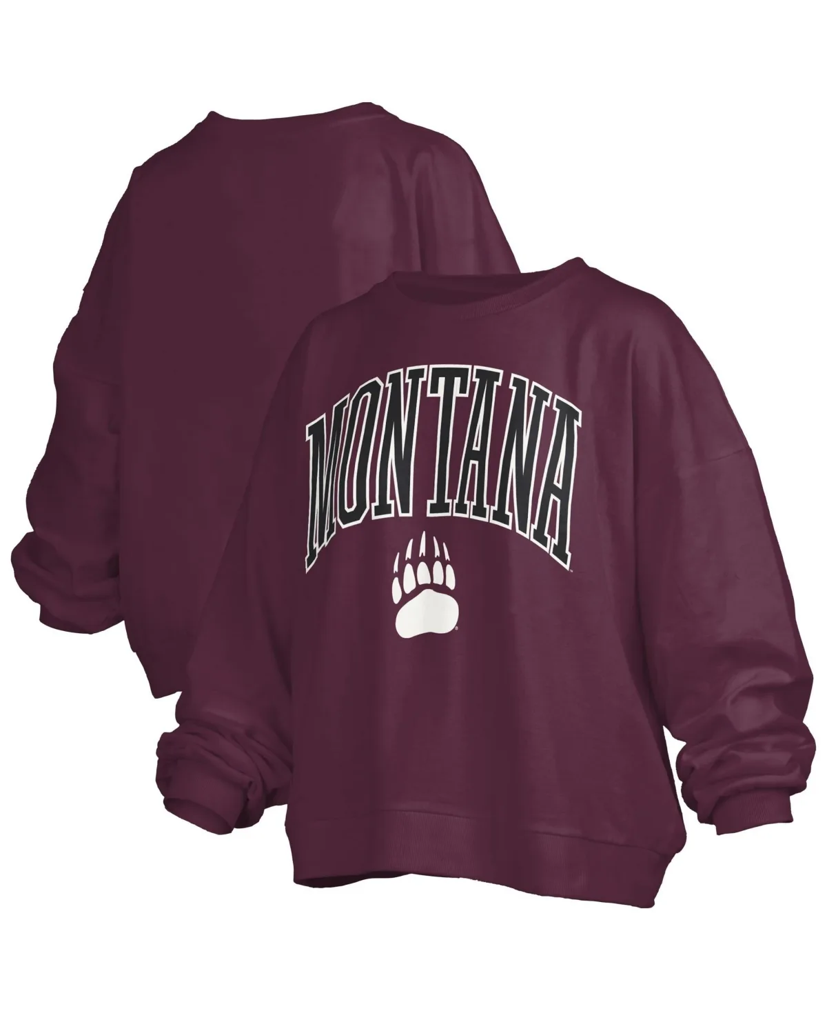 Montana Grizzlies Oversized Janise Arch Over Logo Fleece Sweatshirt by Pressbox
