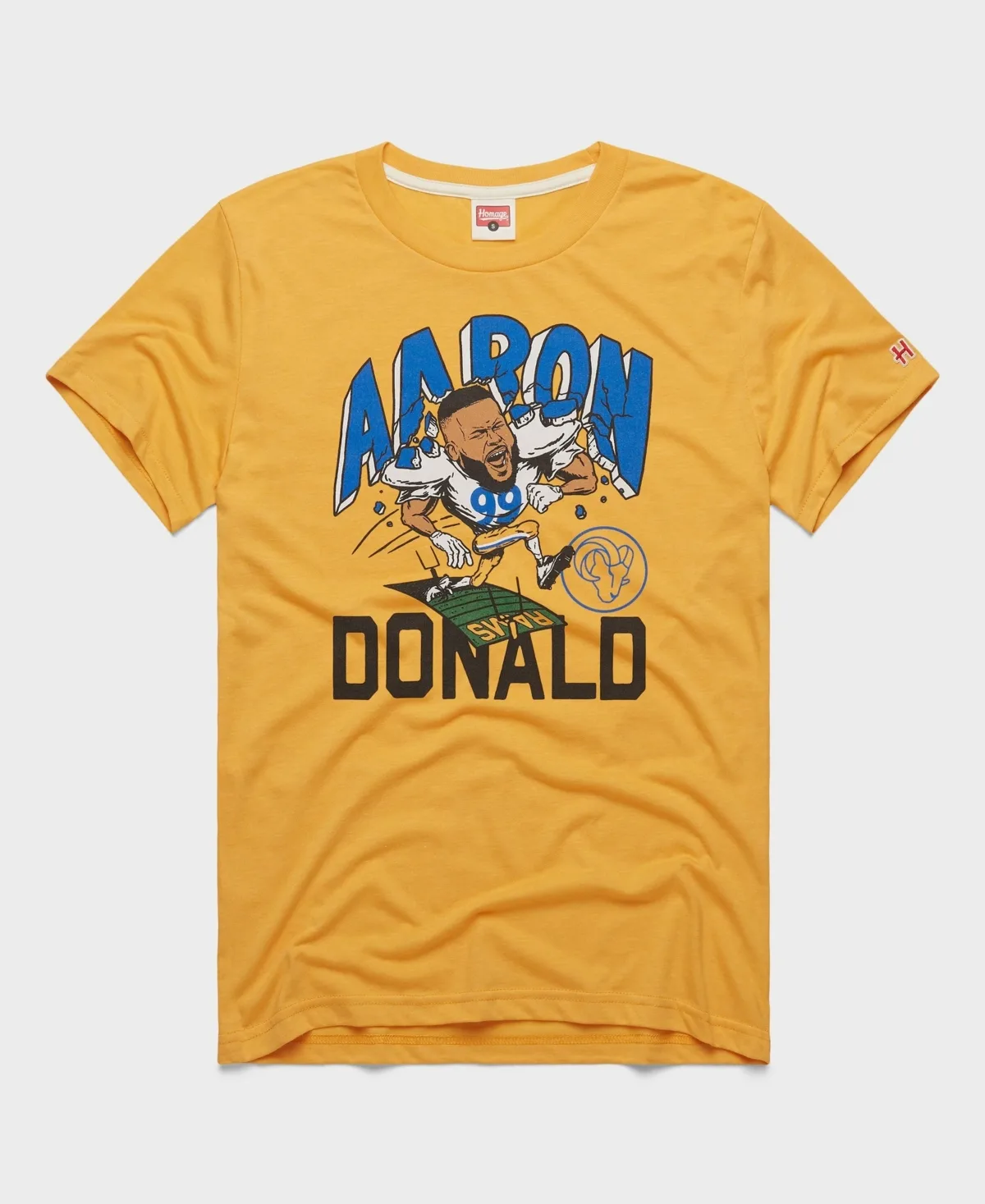 Aaron Donald Los Angeles Rams Caricature Player Graphic Tri-Blend T-Shirt by Homage