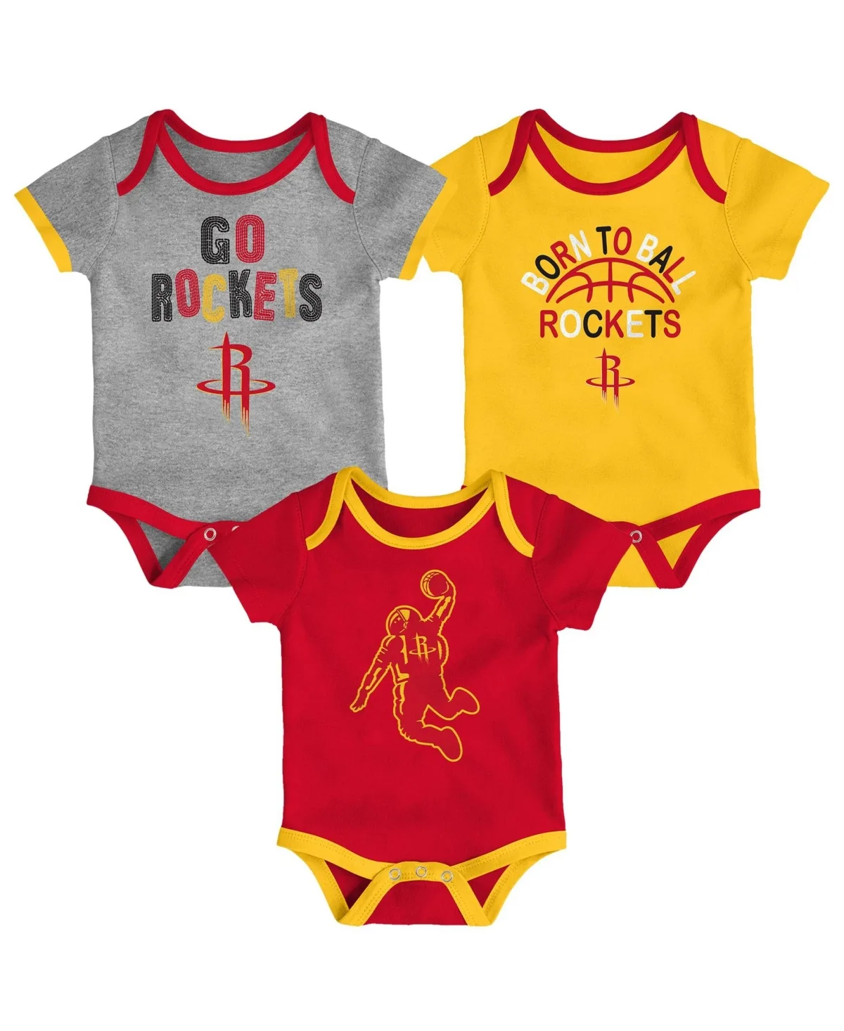 Houston Rockets Born to Ball Bodysuit Set, 3-Pack by Outerstuff