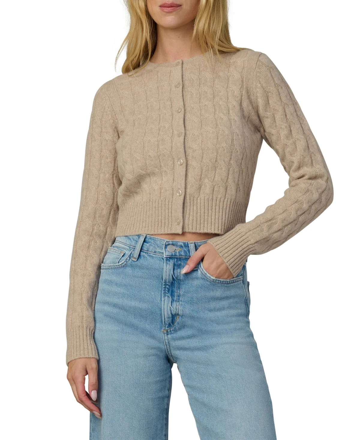 Dani Cable-Knit Cropped Cashmere Cardigan by Joe's Jeans