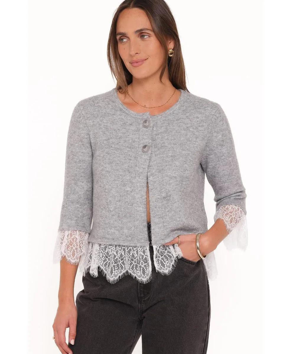 Helga 3/4-Sleeve Lace Cardigan Sweater by Petal and Pup